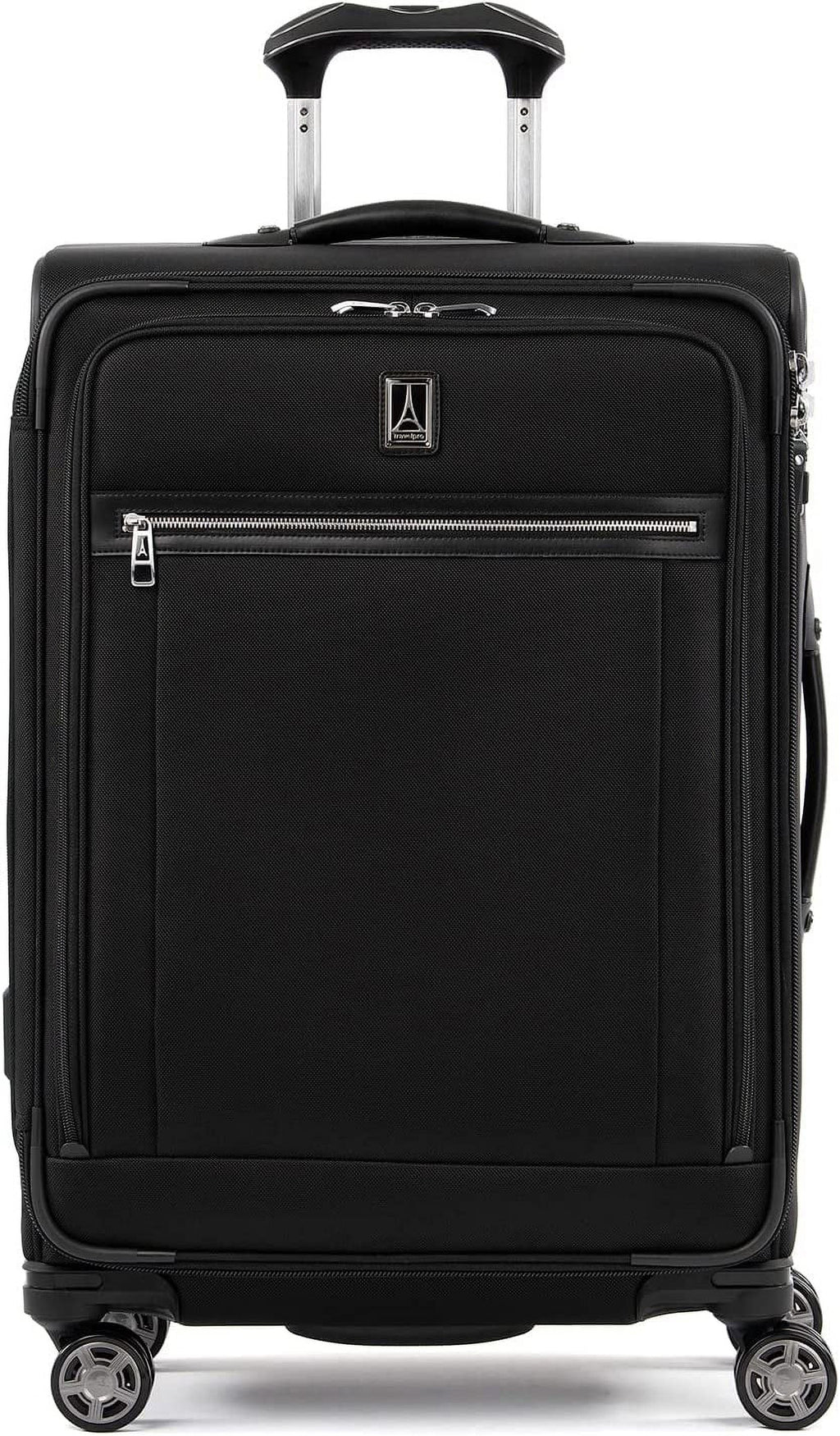 Travelpro Platinum Elite Softside Expandable Checked Luggage, 8 Wheel Spinner Suitcase, TSA Lock, Men and Women, Shadow Dark Checked Medium 25-Inch Checked-Medium 25-Inch Shadow Jet