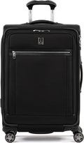 Travelpro Platinum Elite Softside Expandable Checked Luggage, 8 Wheel Spinner Suitcase, TSA Lock, Men and Women, Shadow Dark Checked Medium 25-Inch Checked-Medium 25-Inch Shadow Jet