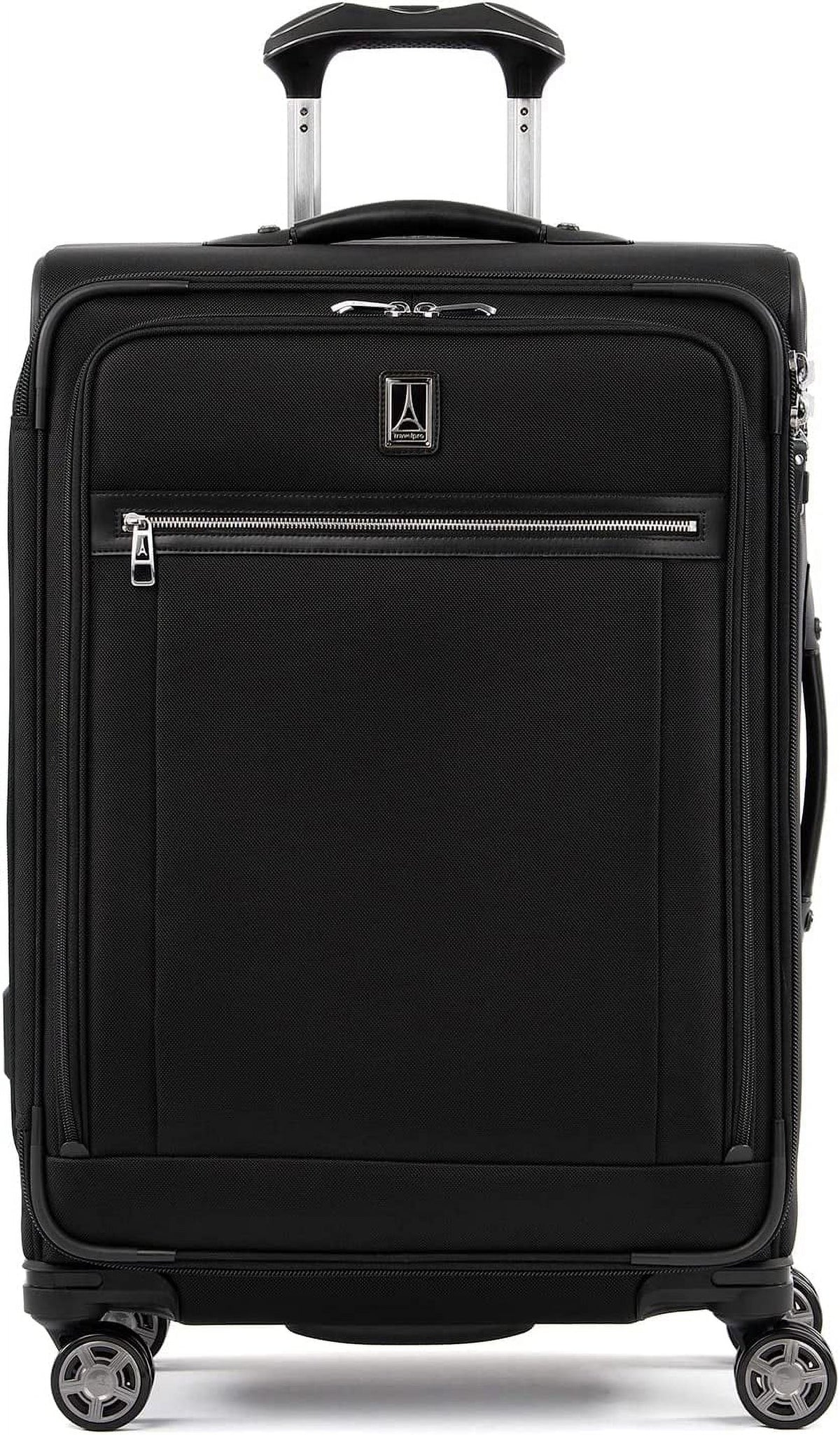 Travelpro Platinum Elite Softside Expandable Checked Luggage, 8 Wheel Spinner Suitcase, TSA Lock, Men and Women, Shadow Dark Checked Medium 25-Inch Checked-Medium 25-Inch Shadow Jet