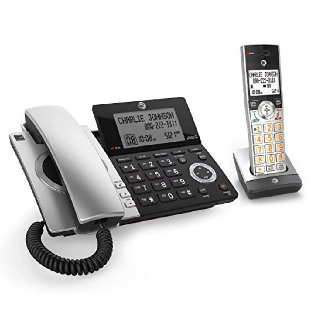 AT&T CL84107 DECT 6.0 Expandable Corded/Cordless Phone with Smart Call Blocker, Jet with 1 Handset