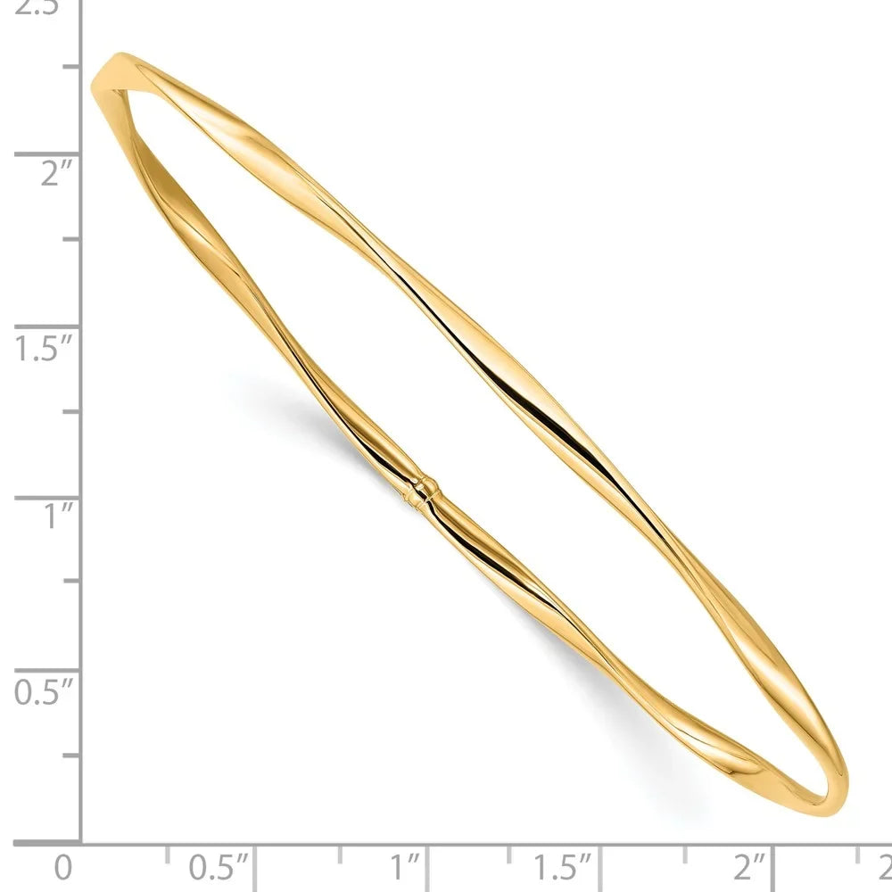 10k Yellow Gold Bracelet Bangle 3 mm 7 in Slip-On