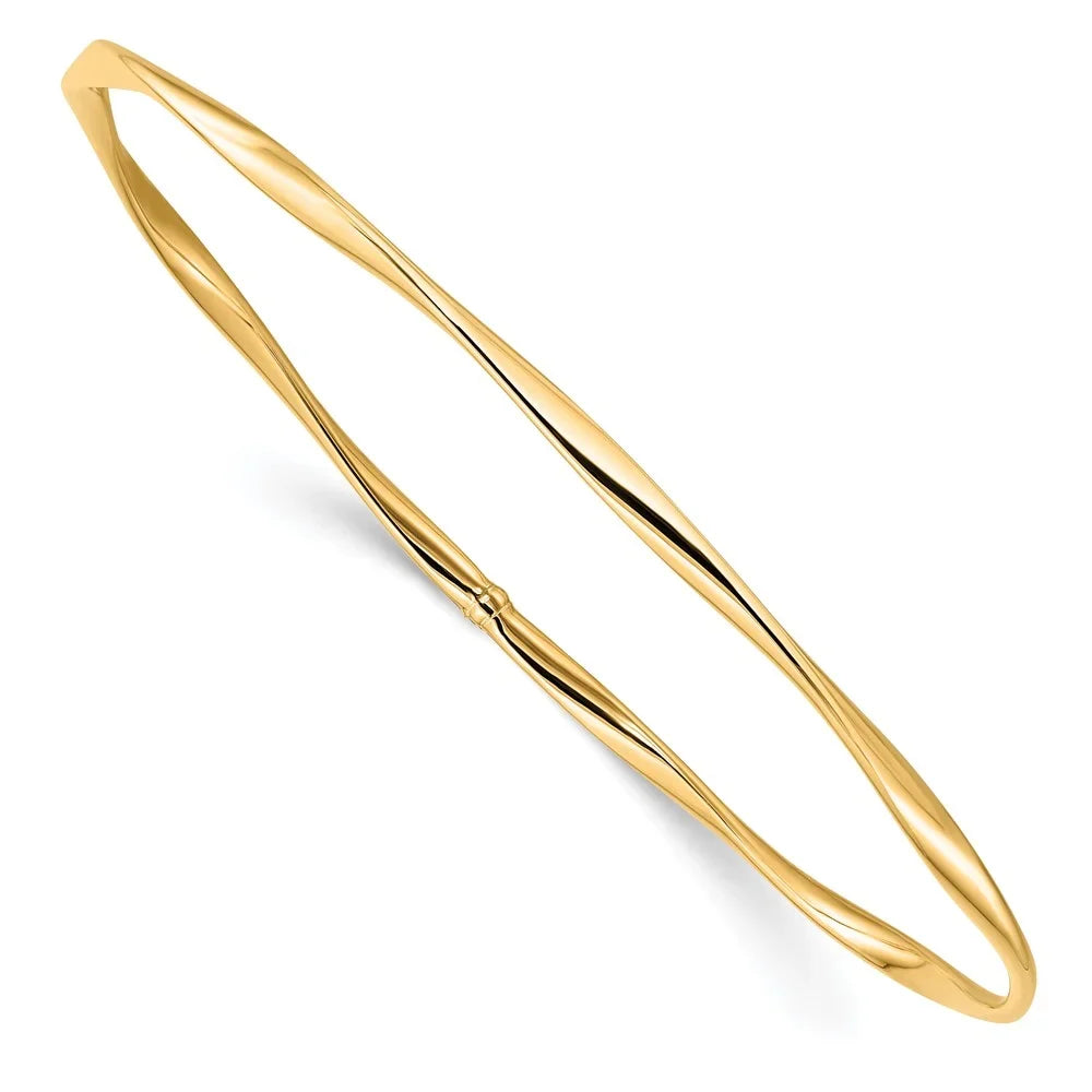 10k Yellow Gold Bracelet Bangle 3 mm 7 in Slip-On