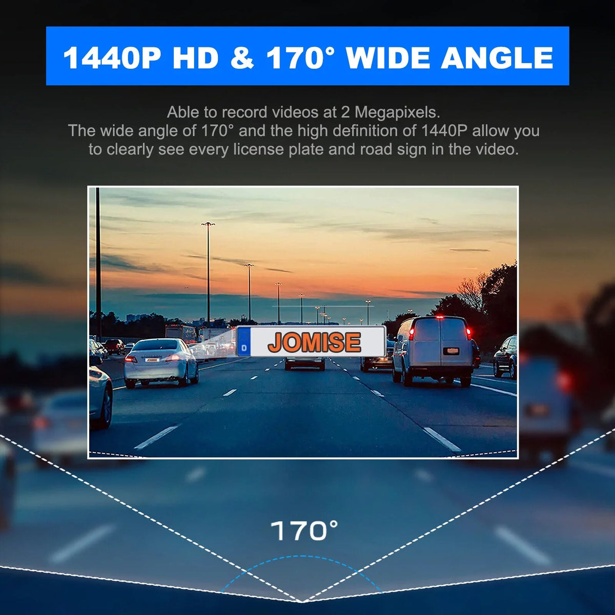 VVCAR A1-2K Smart Dash Cam 2K 1440P Built-in WiFi Car Camera APP Control Loop Recording G-Sensor Night Vision Support 128G MAX