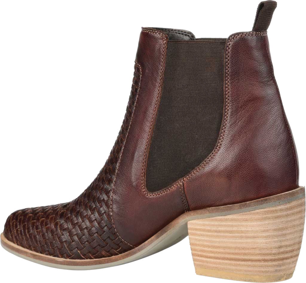 JOURNEE SIGNATURE Womens Brown Stretch Gore Padded Woven Skyller Almond Toe Block Heel Leather Booties 7.5
