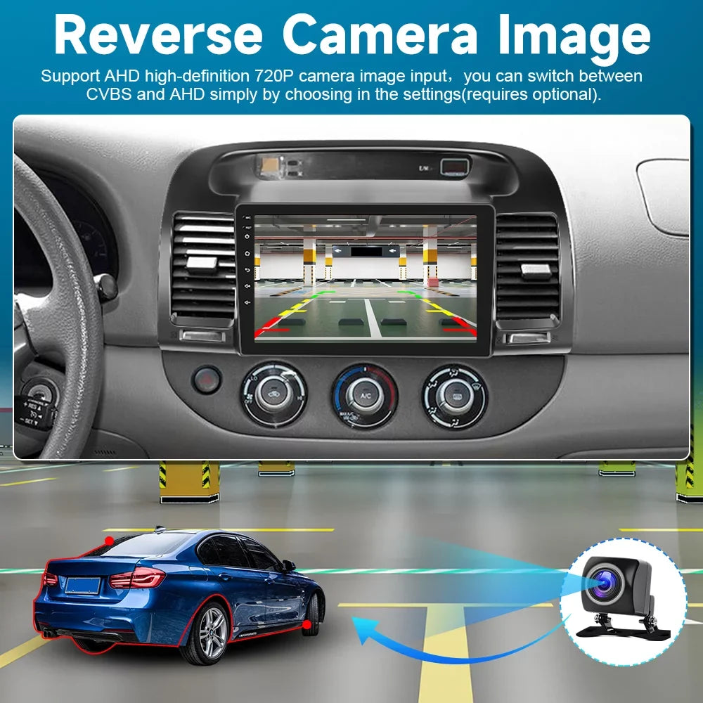 Podofo 2+64G Android 13 for Camry 2000-2003 Wireless Carplay Android Auto Mirror Link 9'' Touch Screen Car Stereo Radio WIFI GPS FM Bluetooth Hifi, AHD Backup Camera