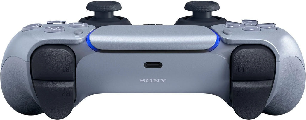 PlayStation 5, PS5 DualSense Wireless Controller - Sterling Silver Bundle With 6Ave Microfiber Cleaning Cloth