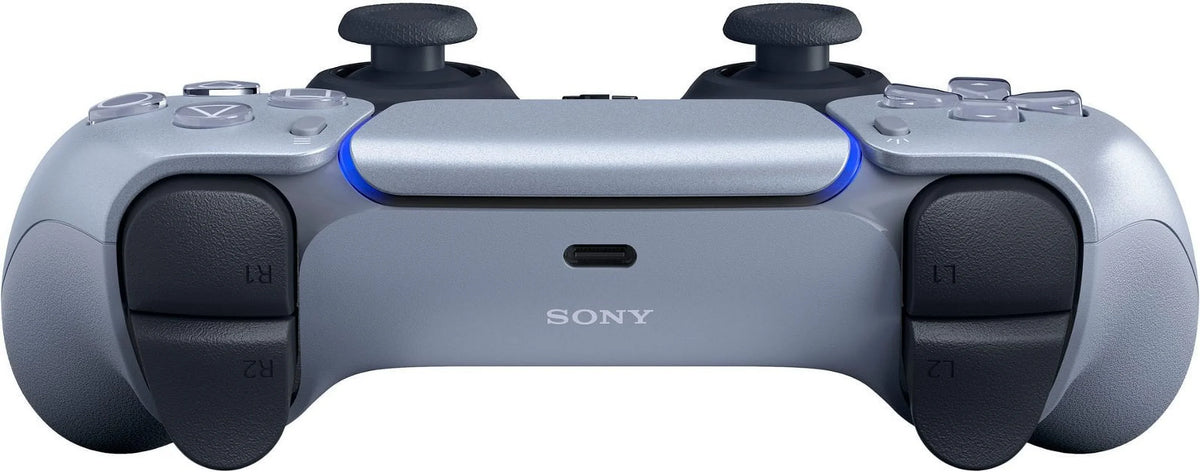 PlayStation 5, PS5 DualSense Wireless Controller - Sterling Silver Bundle With 6Ave Microfiber Cleaning Cloth