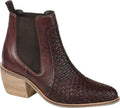 JOURNEE SIGNATURE Womens Brown Stretch Gore Padded Woven Skyller Almond Toe Block Heel Leather Booties 7.5