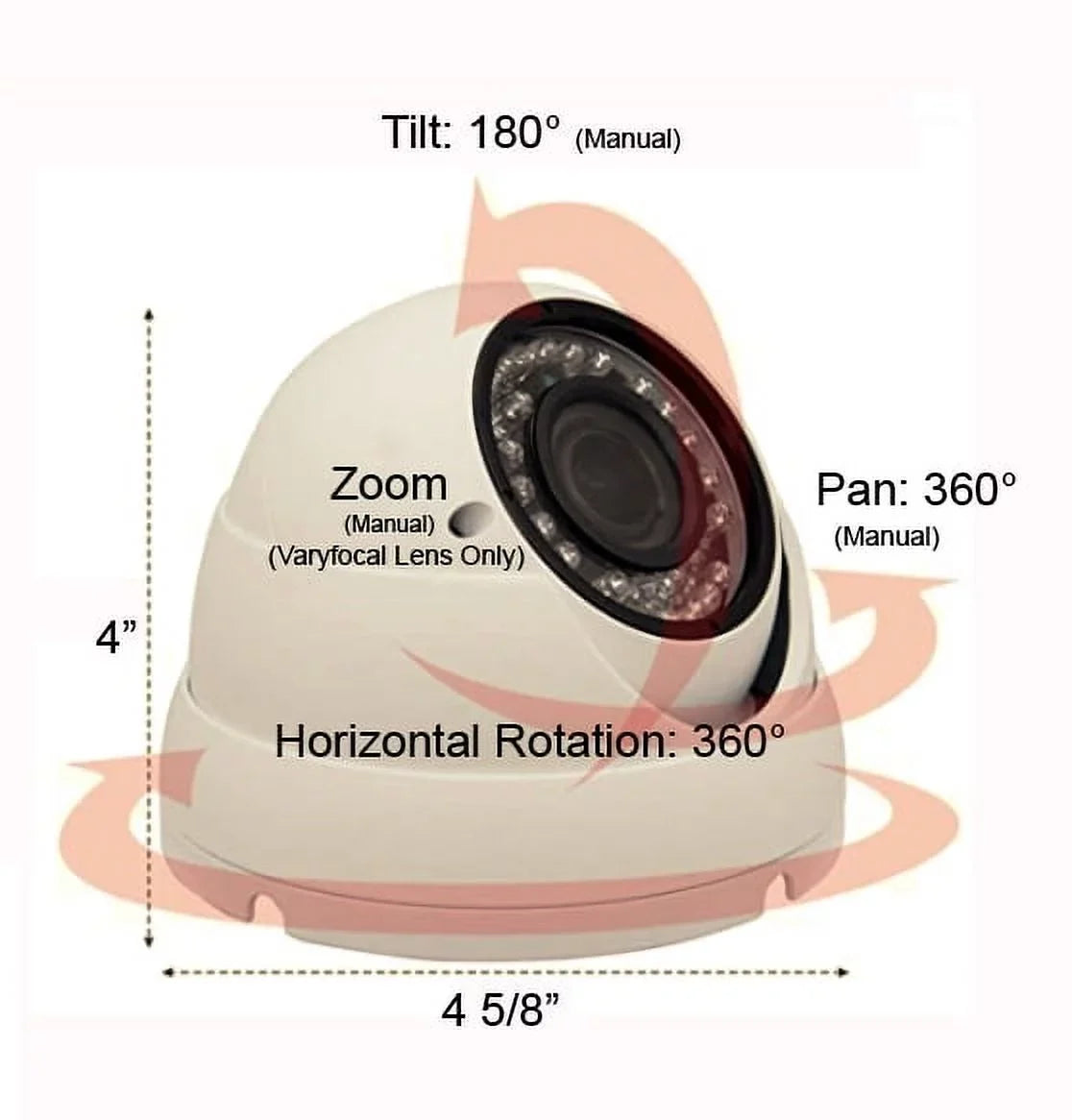 101AV Security Dome Camera 1080P True Full-HD 4 IN 1(TVI, AHD, CVI, CVBS) 2.8-12mm Variable Focus Lens 2.4Megapixel STARVIS Image Sensor IR In/Outdoor WDR OSD Camera (White)