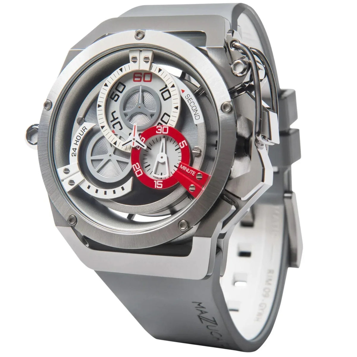 Mazzucato Rim Sport Reversible Chronograph Twin Multi Color Dial Automatic Men Watch for Adult - White