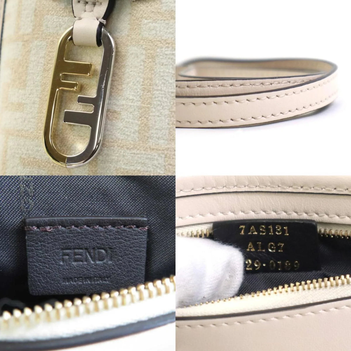 Pre-Owned Fendi FENDI Pouch Phone Orlock Leather/Viscose Pink Beige Women's 7AS131 A7 (Good)