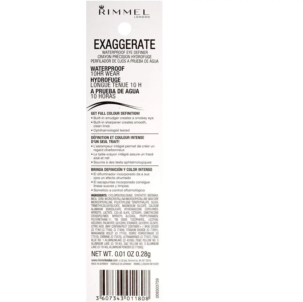 Pack of (12) Rimmel Exaggerate Waterproof Eye Definer Jet 0.009 Ounces