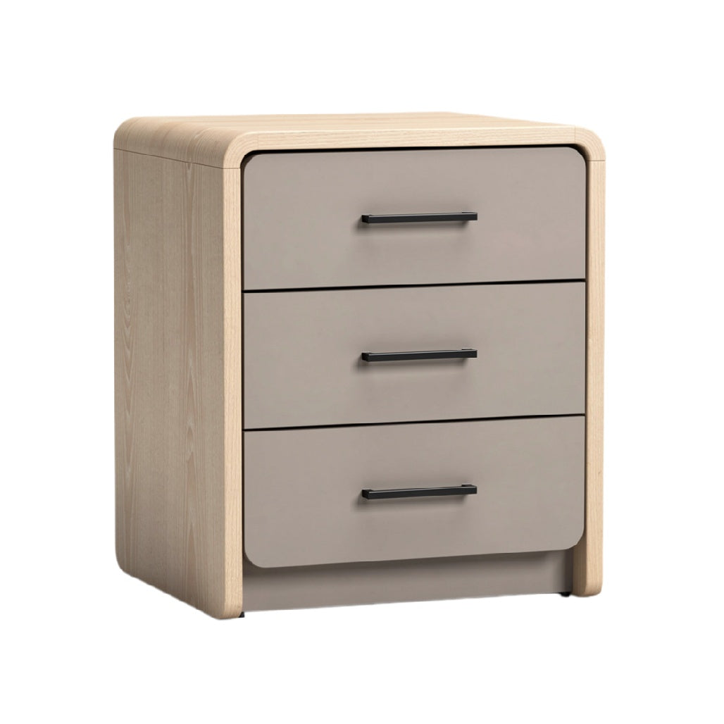 Modern 3-Drawer Nightstand with Wood Finish and Minimalist Design