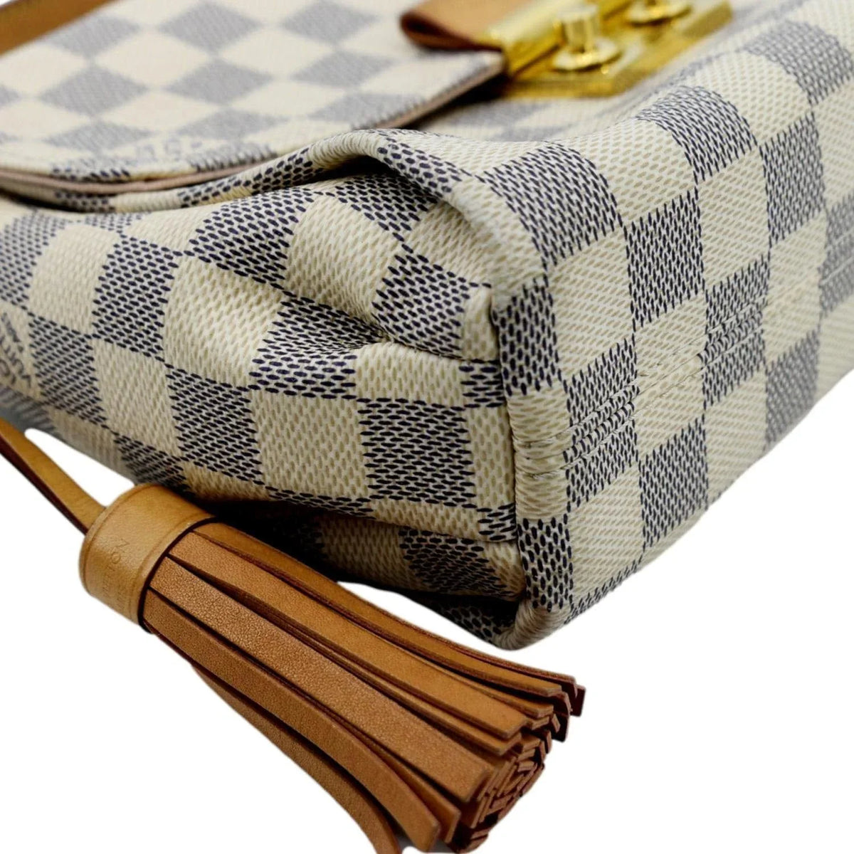 Pre-owned LOUIS VUITTON Croisette Damier Azur Satchel Crossbody Bag White