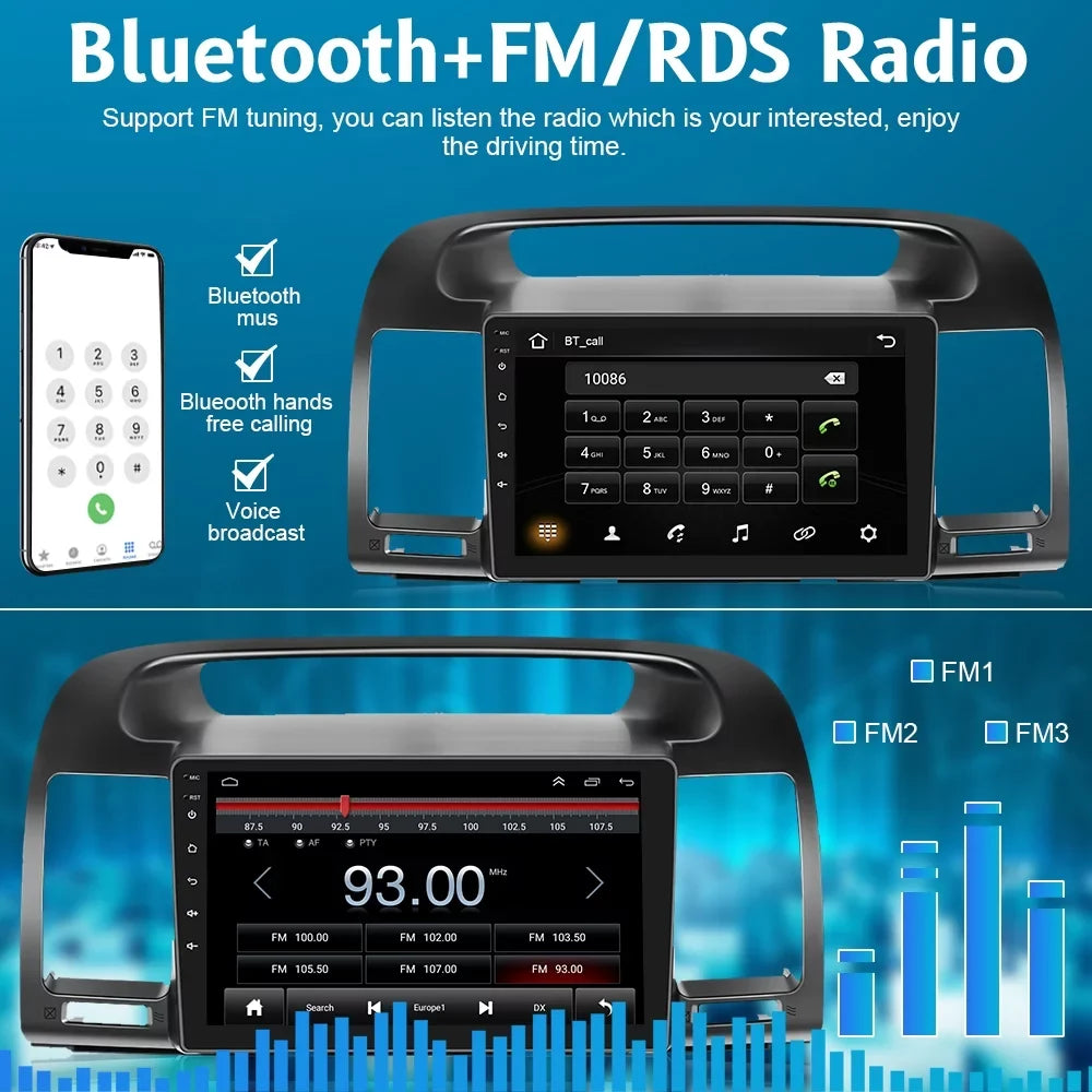 Podofo 2+64G Android 13 for Camry 2000-2003 Wireless Carplay Android Auto Mirror Link 9'' Touch Screen Car Stereo Radio WIFI GPS FM Bluetooth Hifi, AHD Backup Camera