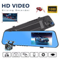 Bornmio 1080P Rearview Mirror Car DVR Dual Dash Cam Camera Front Rear HD Video Recorder