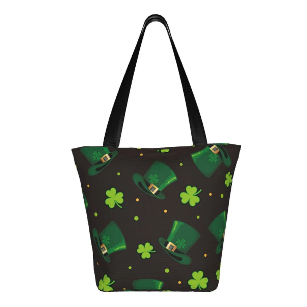 Easygdp St. Patrick's Day8 Stylish Canvas Handbag Shoulder Tote Bag, Shopping Bag with Zip, Suitable for Buying Groceries, Office, Fitness