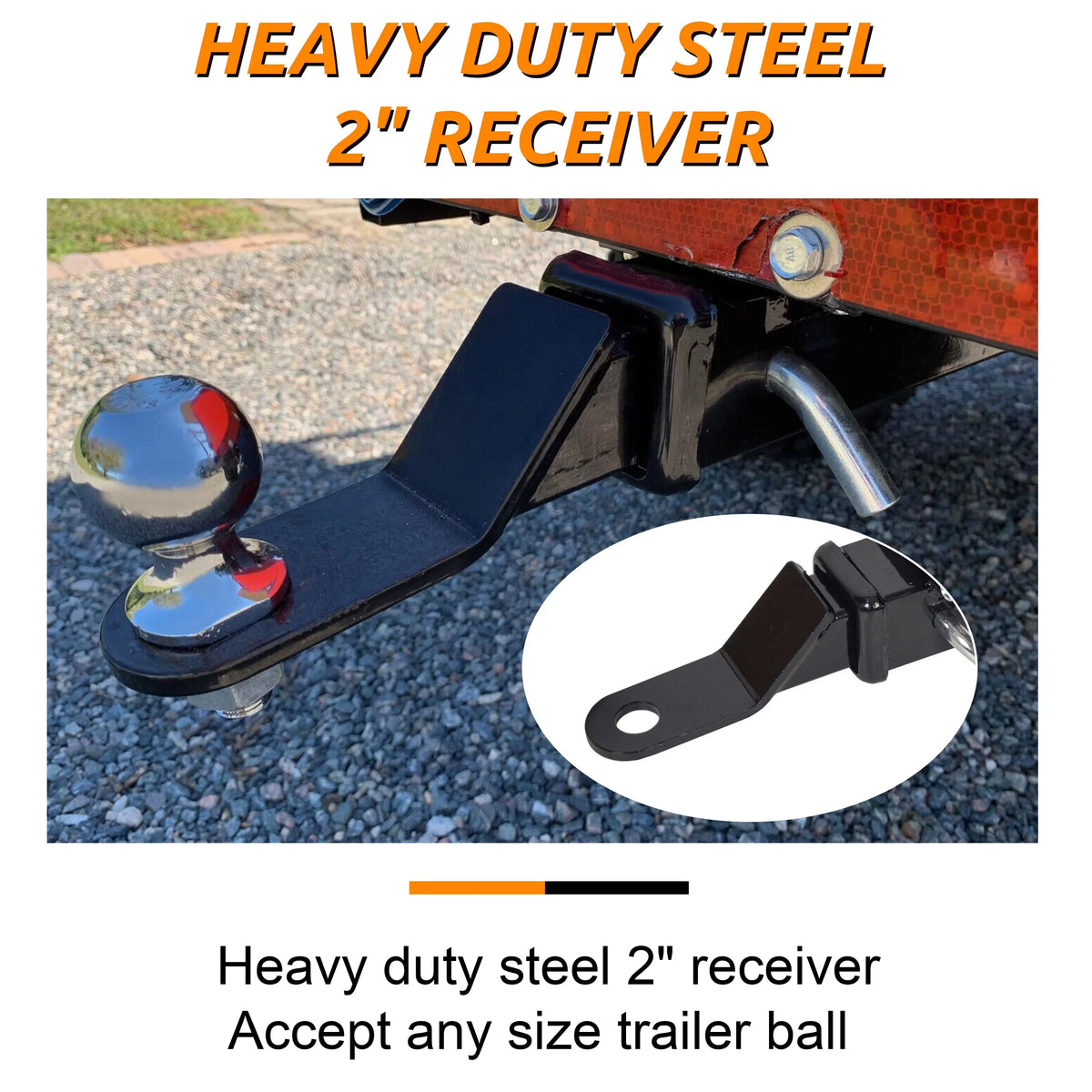 Golf Cart Trailer Hitch Receiver 2" Rear Receiver Hitch Kit Club Car EZGO Yamaha Universal Rear Seat Trailer Hitch Receiver