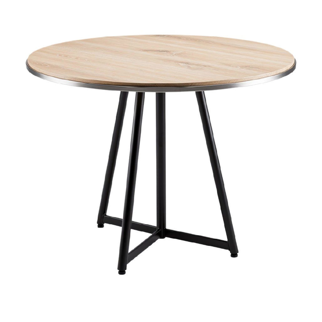 Modern Round Wooden Dining Table with Metal Legs