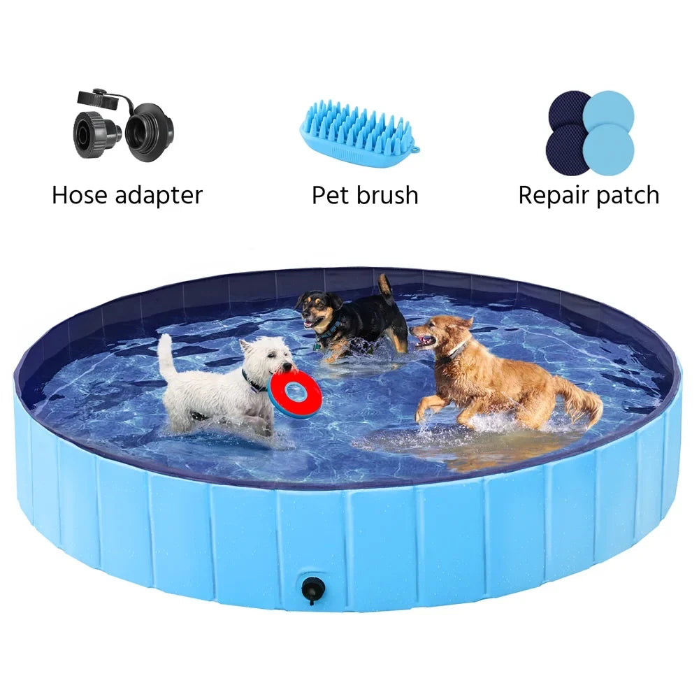 Topeakmart Foldable Dogs Swimming Pool for Indoor and Outdoor, XXXXL, Blue
