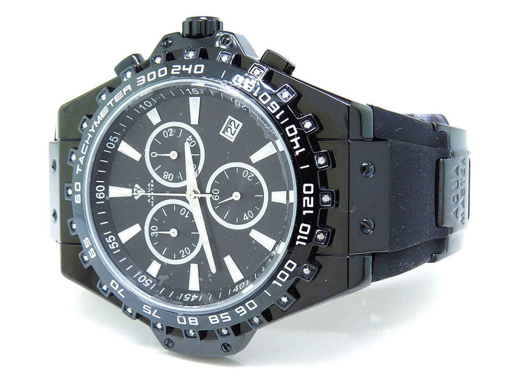 Mens Ebony Joe Rodeo Jojo 48mm Rubber Band Signature Watch 0.26ct