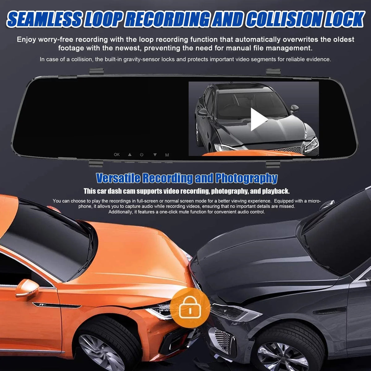Dazzduo Dash Camera,Camera 4.3 Inch 1080P DVR Dash 4 Reverse Radars Rear Dual Camera Radars Rear Dual Reverse Radars Rear 4.3 Inch Screen Inch Screen Support Dash Camera Reco Dash Cam Rear