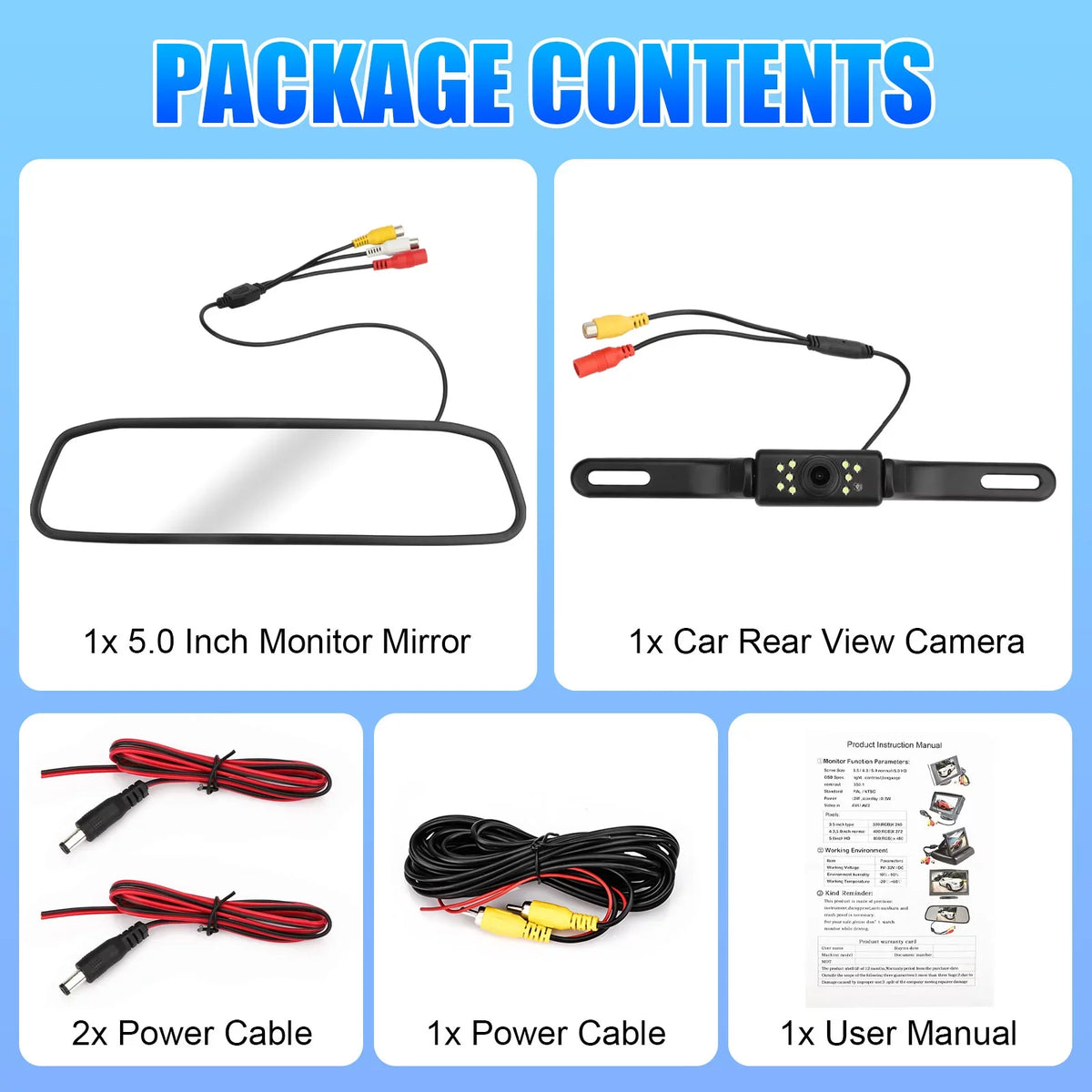 TSV Car Rear View Mirror Camera, 5" Mirror Backup Camera, 1080P Dash Camera License Plate Rear Cam, Waterproof 150° Driving Recorder with Night Vision, G-Sensor, Parking Monitor