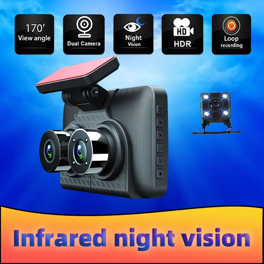 Walmart Triple Channel Dash Cam, Wide Angle Car Camera Recorder, Auto Safety Driving Recorder, 3 Cameras