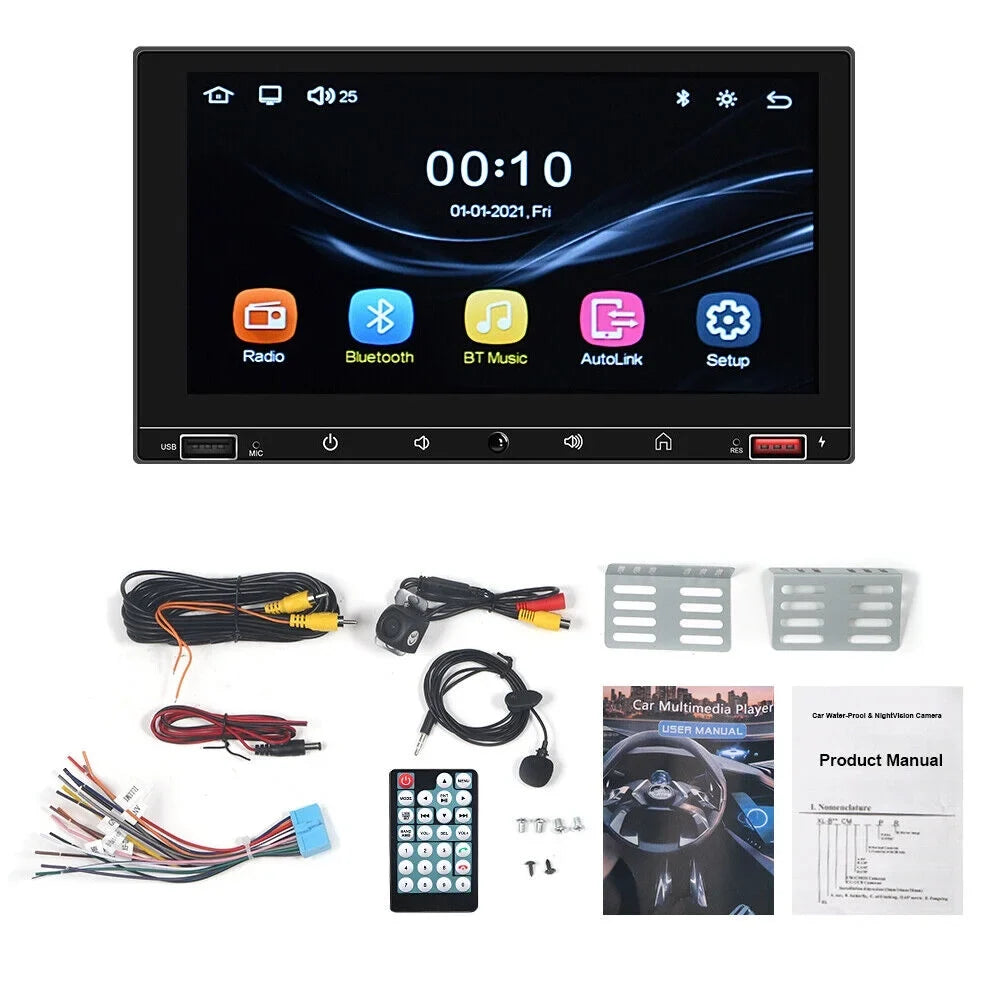 Onemayship 7" HD Screen Carplay & Android Auto MP5 Player Wired Mirror Link Bluetooth AUX Fast Charge - Car Stereo System