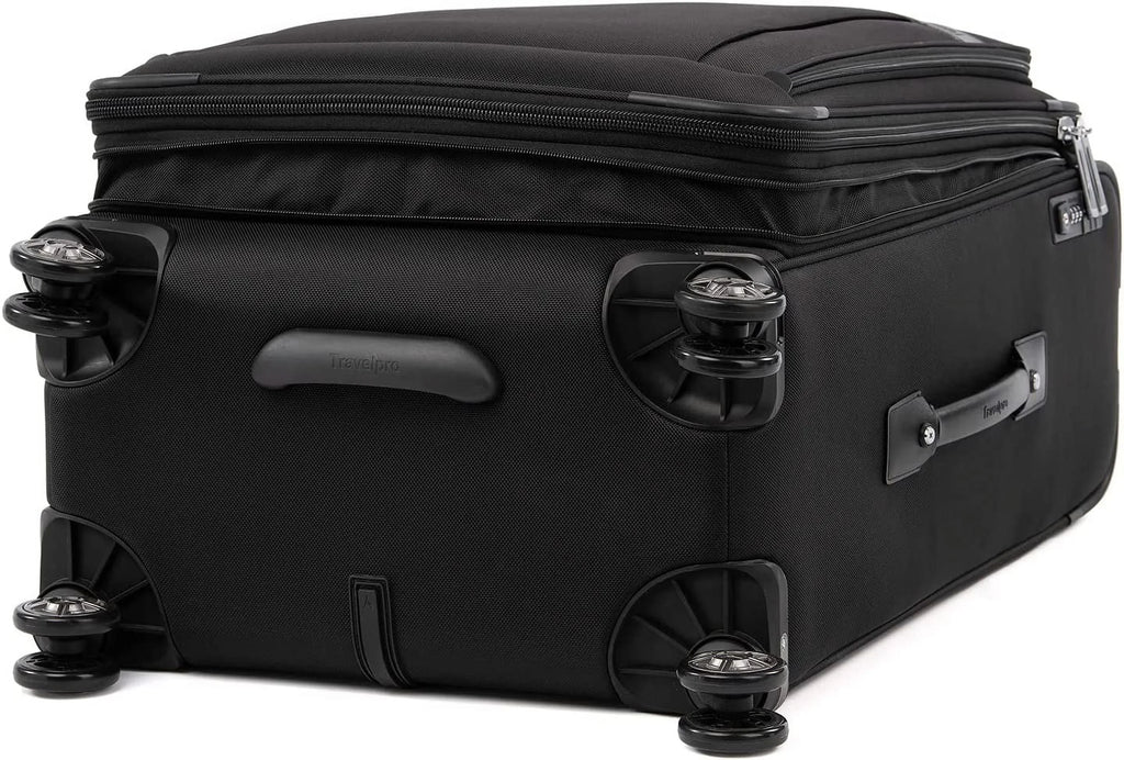 Travelpro Platinum Elite Softside Expandable Checked Luggage, 8 Wheel Spinner Suitcase, TSA Lock, Men and Women, Shadow Dark Checked Medium 25-Inch Checked-Medium 25-Inch Shadow Jet