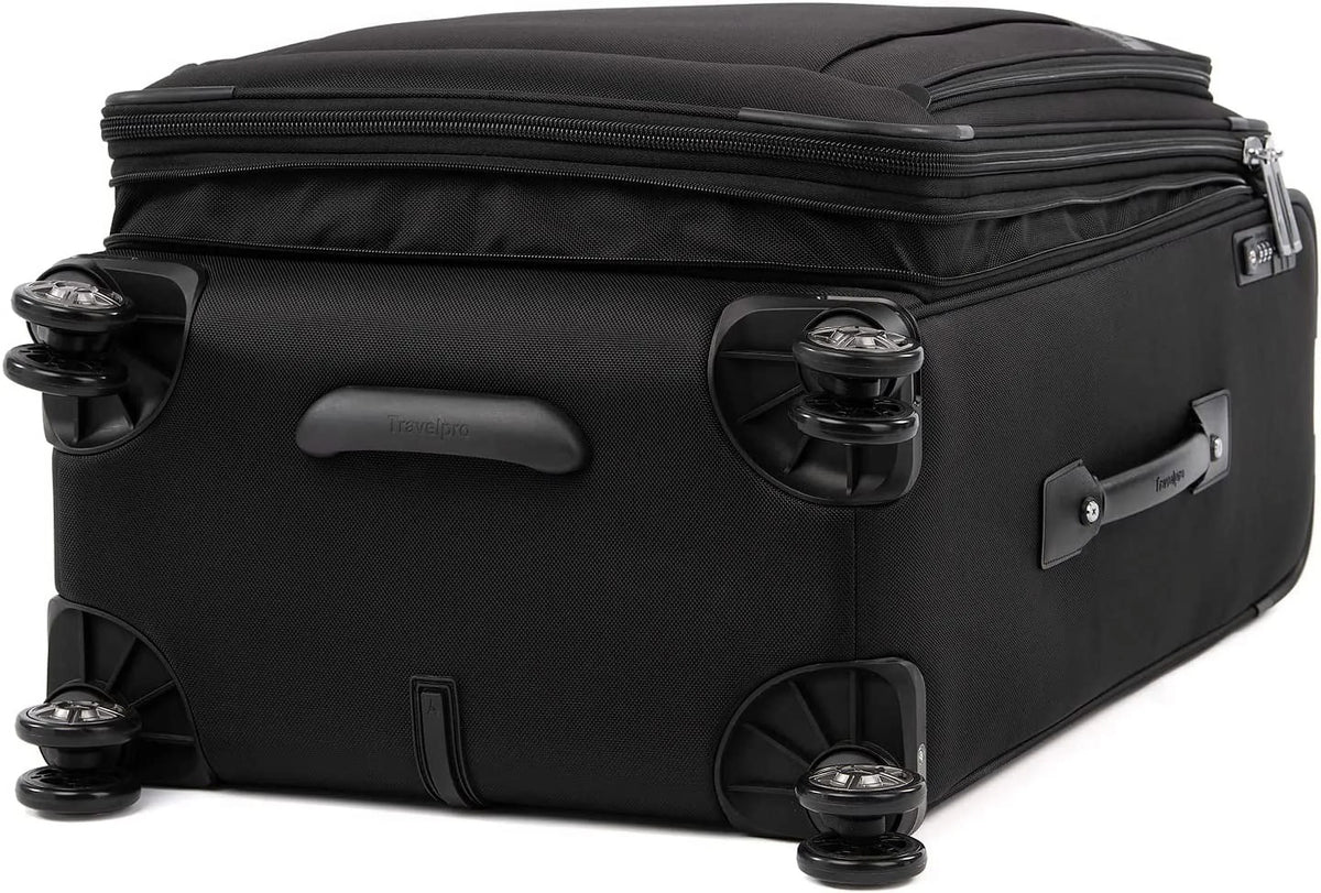Travelpro Platinum Elite Softside Expandable Checked Luggage, 8 Wheel Spinner Suitcase, TSA Lock, Men and Women, Shadow Dark Checked Medium 25-Inch Checked-Medium 25-Inch Shadow Jet