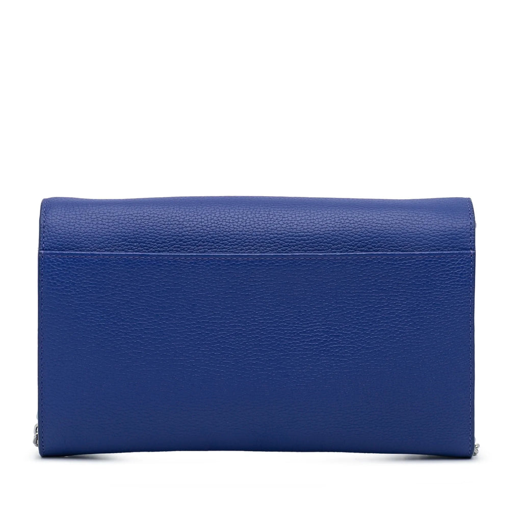 Pre-Owned Authenticated MCM Studded Patricia Wallet on Chain Calf Leather Blue Crossbody Bag Unisex (Good)