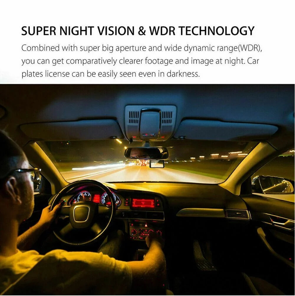 Touch Screen Dash Cam 4" 1080P Dual Lens Car DVR Recorder Front and Rear Camera