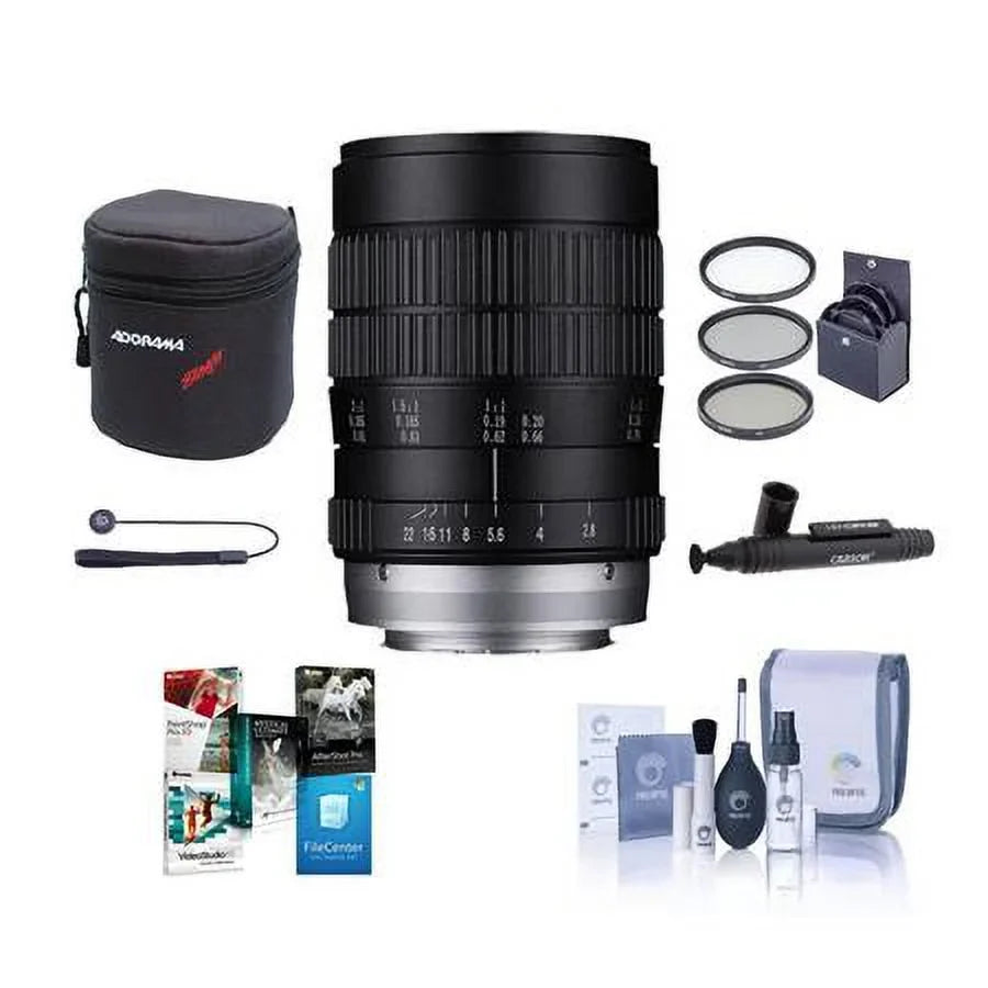 Laowa 60mm f/2.8 2X Ultra Macro Lens for E, Bundle with ProOptic 62mm Filter Kit, Cleaning Kit, Software Kit, Lens Cap Tether, Lens Cleaner