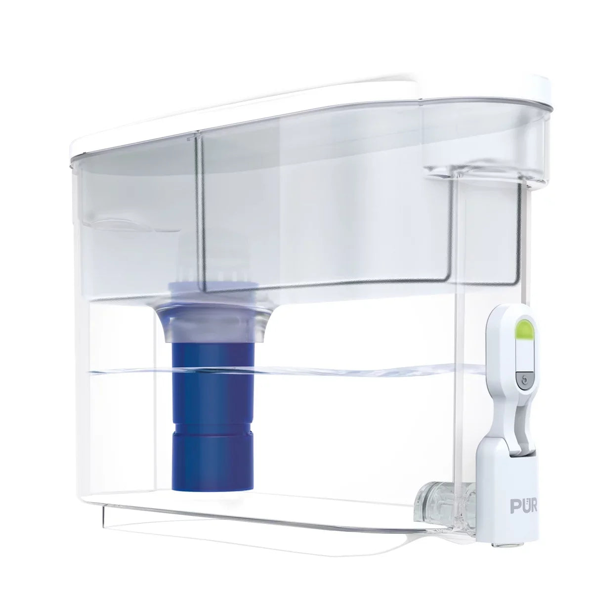 PUR Plus 30 Cup Dispenser Filtration System, White/Blue, Fits All Pitcher Replacement Water Filters