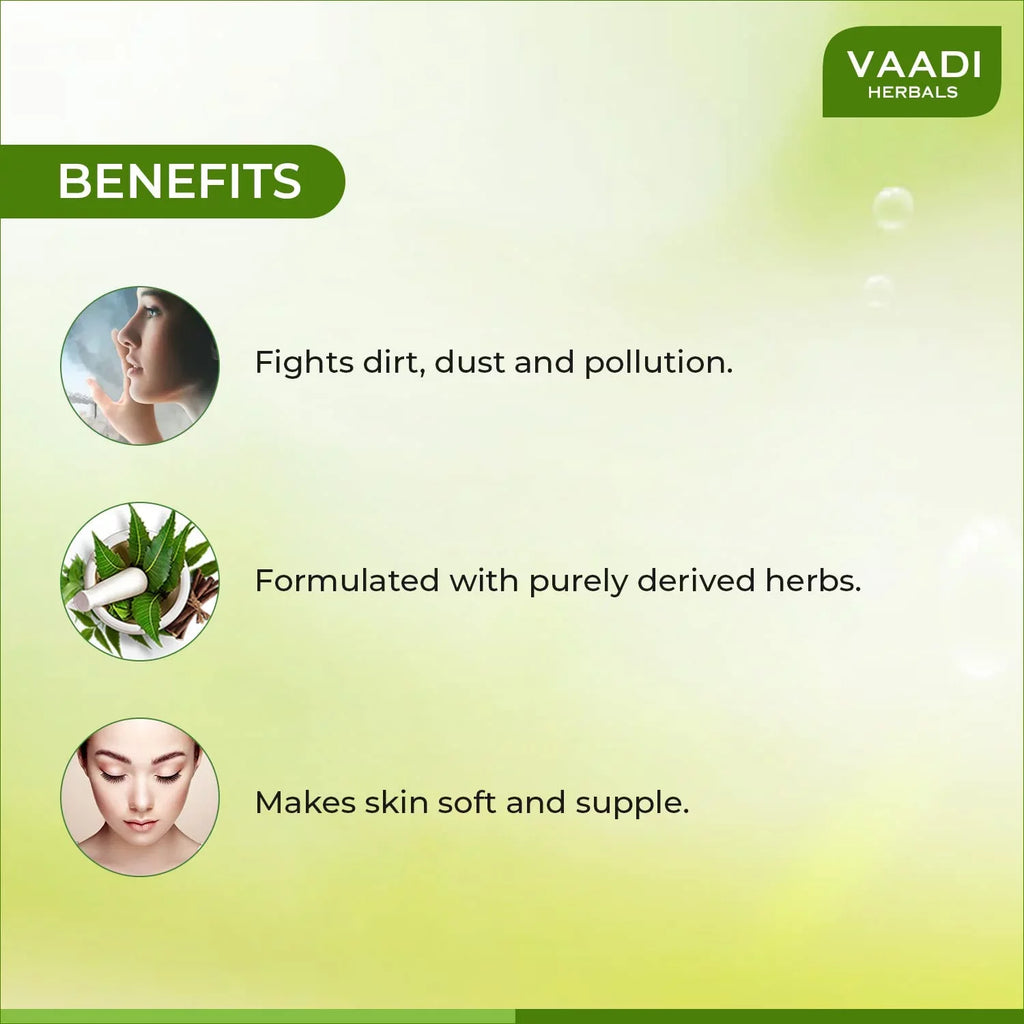 Vaadi Herbals Alluring Neem Tulsi Soap With Vitamin E And Tea Tree Oil, 75G X 6