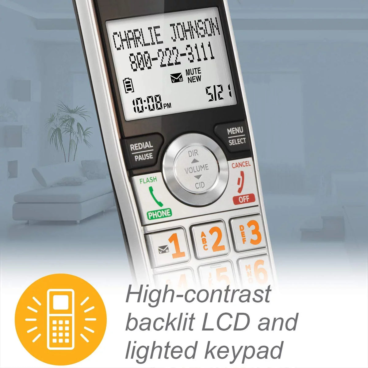 AT&T CL84107 DECT 6.0 Expandable Corded/Cordless Phone with Smart Call Blocker, Jet with 1 Handset