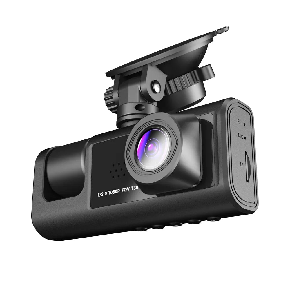 1080P DVR Dash Camera Front & Inner & Rear Camera Driving Recorder 2 Inch Screen Dashcam Support Night-Vision Loop Recording One-Key Lock