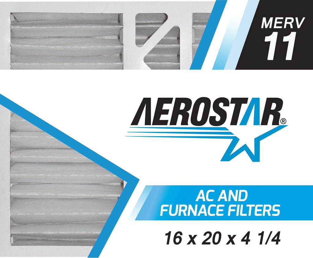 Aerostar 16x20x4 1/4 MERV 11, Carrier Replacement Pleated Air Filter, 16x20x4 1/4, Box of 2