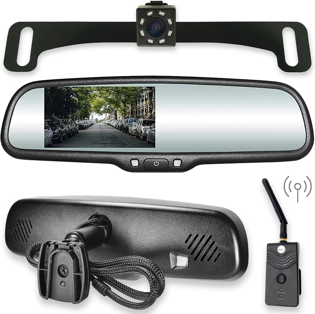 Master Taiaters OEM Rear View Mirror with 4.3” LCD Screen, Wireless Transmitter & Waterproof 170° LED Backup Camera Kit - Universal Fit for All Cars