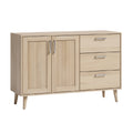 Modern Wood Sideboard with Decorative Doors and Storage Drawers