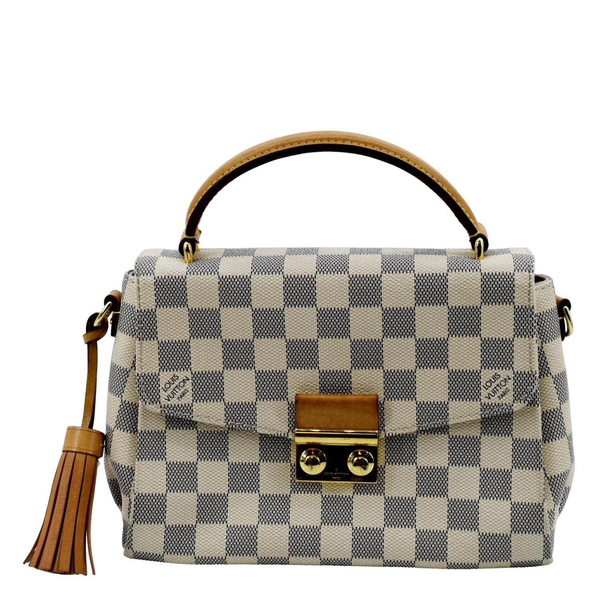 Pre-owned LOUIS VUITTON Croisette Damier Azur Satchel Crossbody Bag White