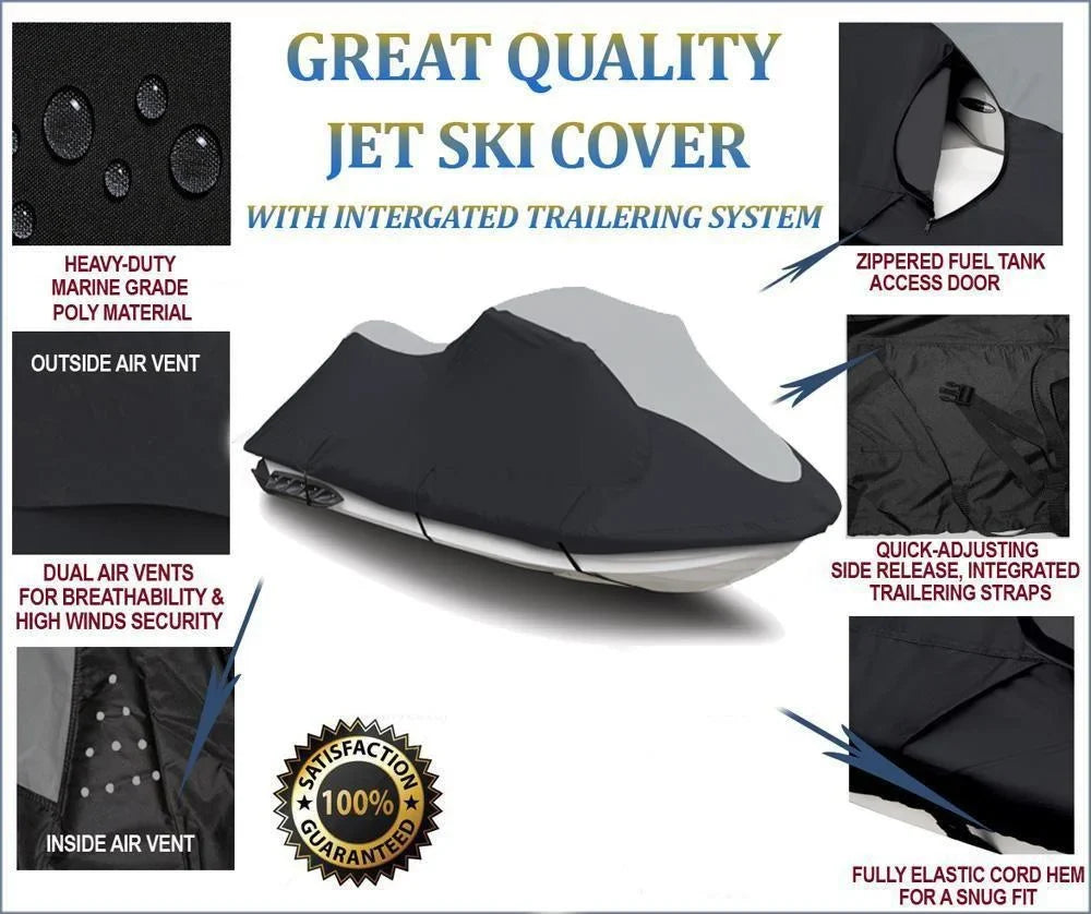 SUPER HEAVY-DUTY COVER Compatible for Honda Aquatrax F12, F12X 2002 2003-2007 Jet Ski Watercraft Cover Ebony