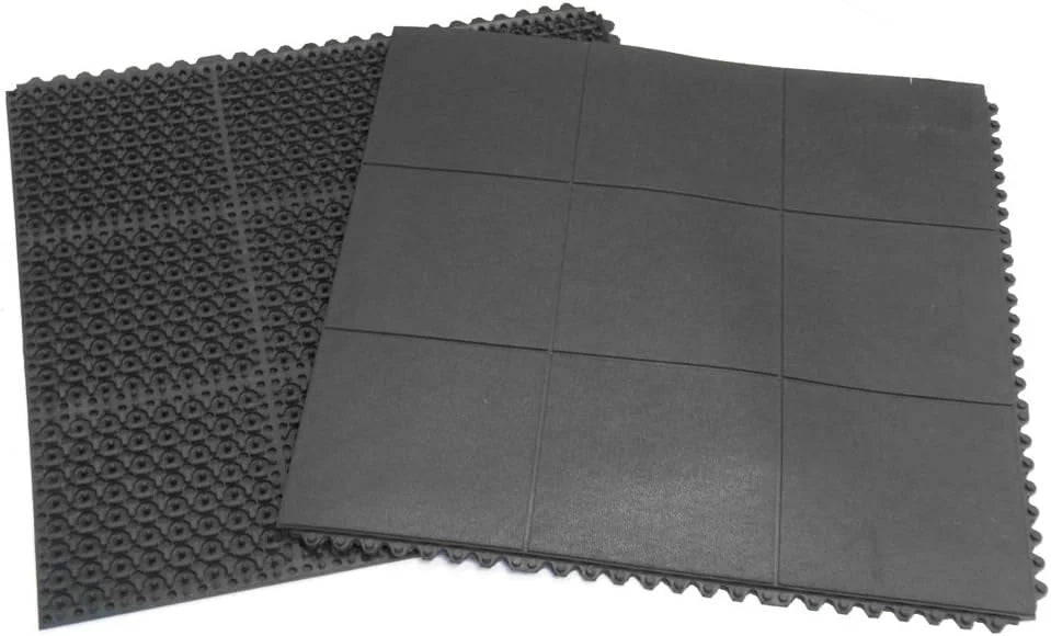 Revolution Interlocking Rubber Floor Mat (2-Pack), Dark 12Mm X 36In X 36In