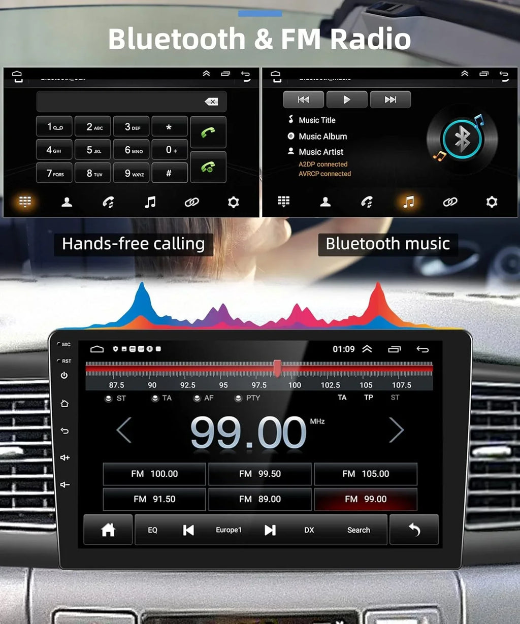 THONZER 1G+32G Android 9 Inch Car Stereo for Corolla ex 2007-2012 with Wireless Carplay, Rimoody Touch Screen Car Radio Bluetooth GPS WiFi FM Mirror Link RCA USB SWC + Backup Camera