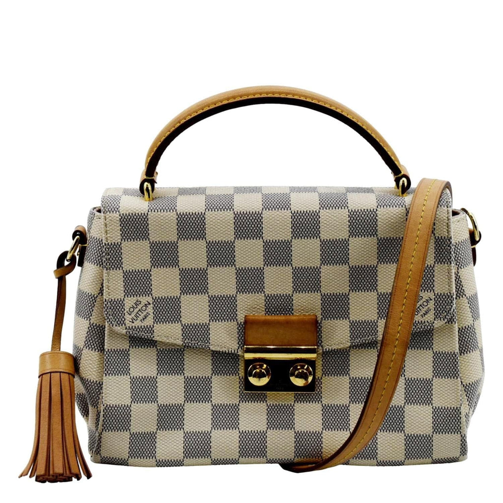 Pre-owned LOUIS VUITTON Croisette Damier Azur Satchel Crossbody Bag White