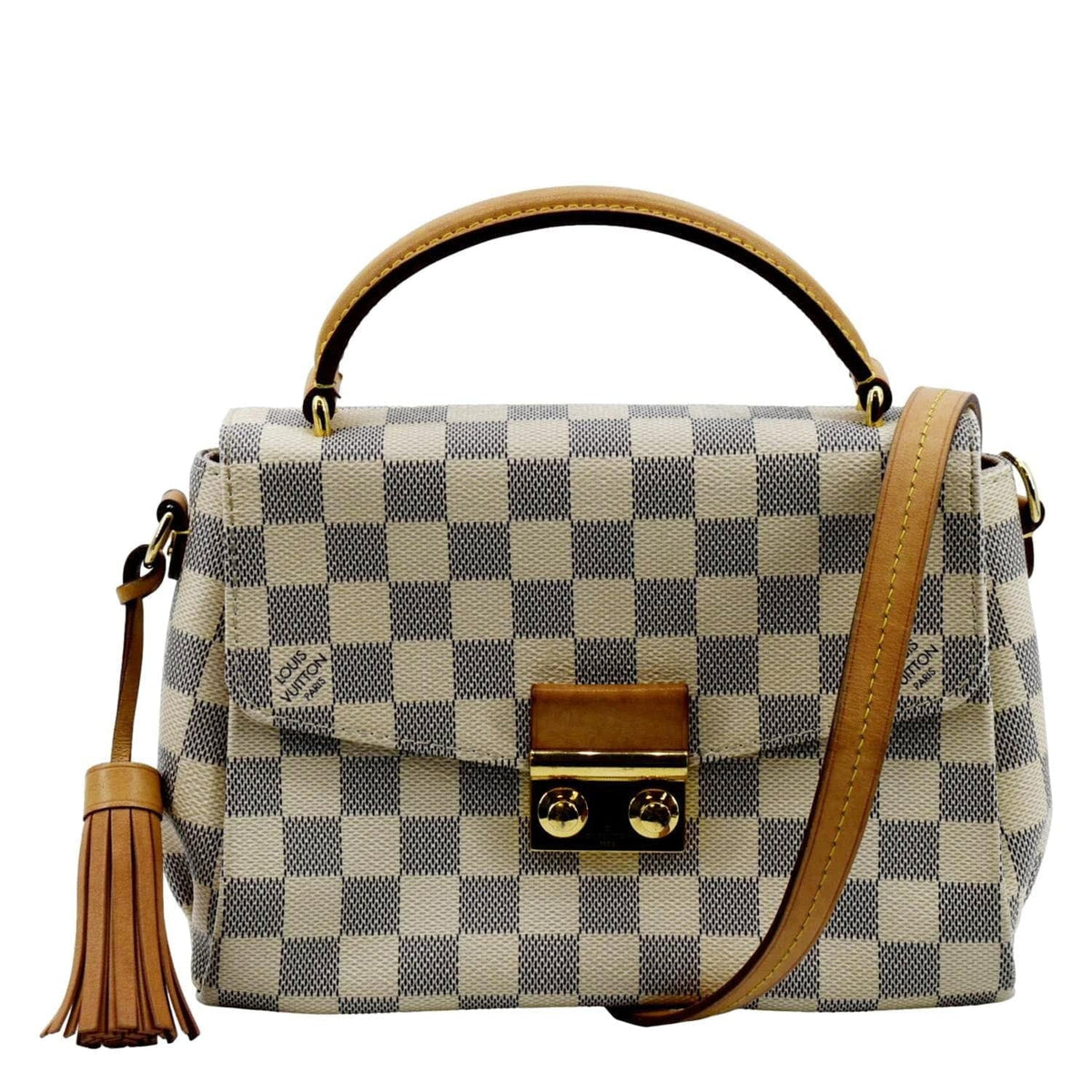 Pre-owned LOUIS VUITTON Croisette Damier Azur Satchel Crossbody Bag White