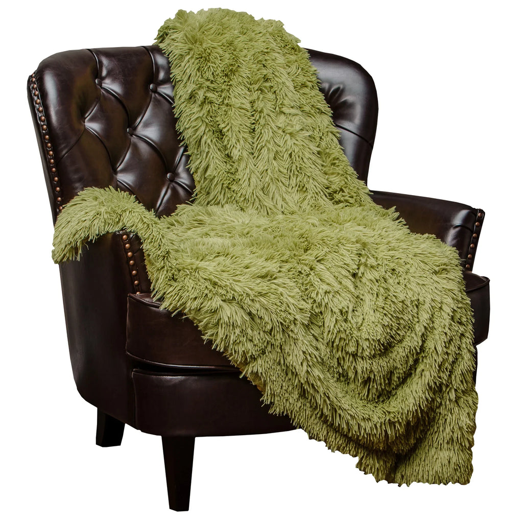 Chanasya Super Soft Shaggy Longfur Throw Blanket | Snuggly Fuzzy Faux Fur Load Warm Elegant Cozy Plush Sherpa Fleece Microfiber Blanket | For Couch Bed Chair Photo Props - 50 "x 65" - Green