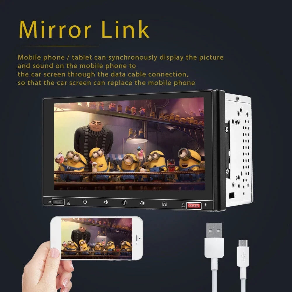 Onemayship 7" HD Screen Carplay & Android Auto MP5 Player Wired Mirror Link Bluetooth AUX Fast Charge - Car Stereo System