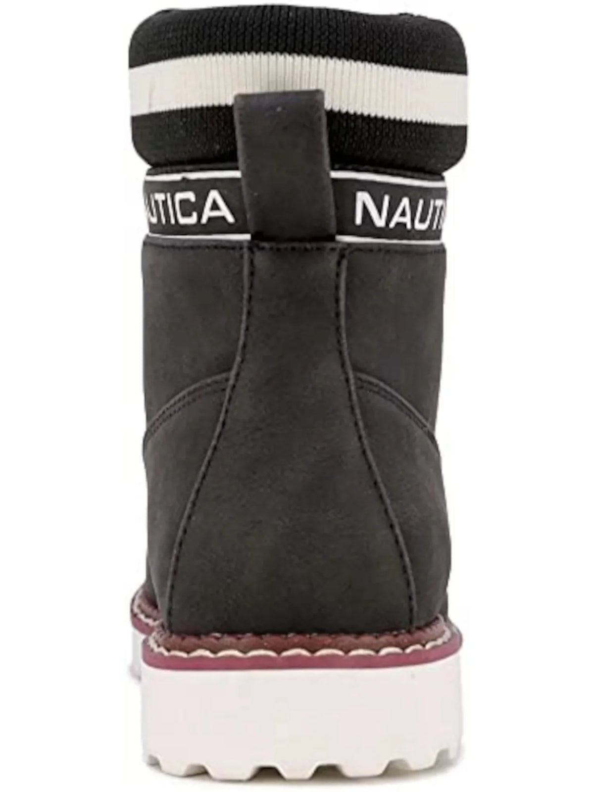 NAUTICA Womens Ebony Mixed Media Logo Strap Romilly Round Toe Lace-Up Hiking Boots 8 M